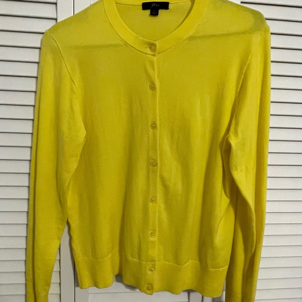 J Crew yellow Jackie cotton cardigan - size L